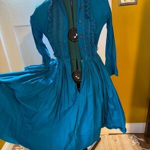 INCREDIBLY BLUE Vintage Full Circle Skirt Dancing Dress - Size XXS to XS